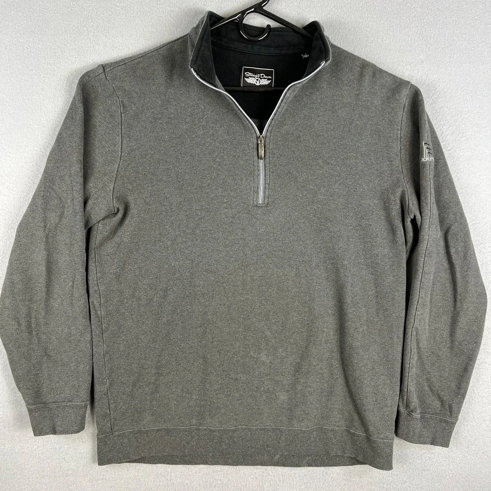 Straight Down Golf 1/4 Zip Mens L LochenHeath Embroidery Michigan Gray Pullover
